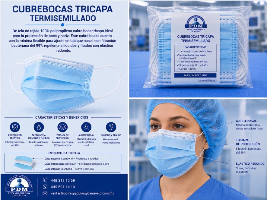 Cubrebocas Tricapa Termisemillado